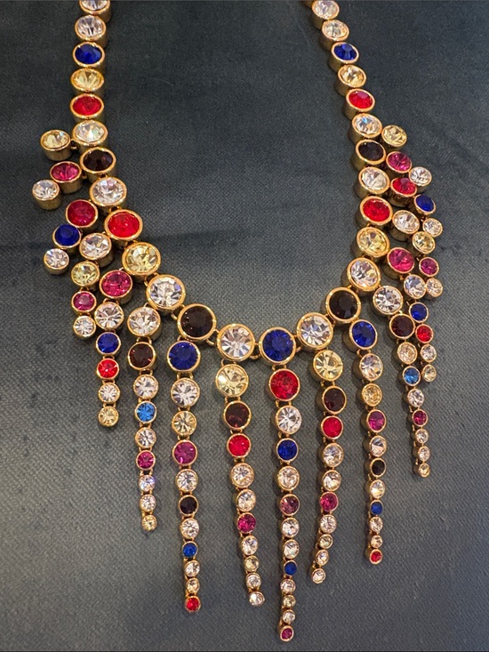henri bendel Jewelry - Henri Bendel multicolored bezel crystal waterfall necklace. Rare!